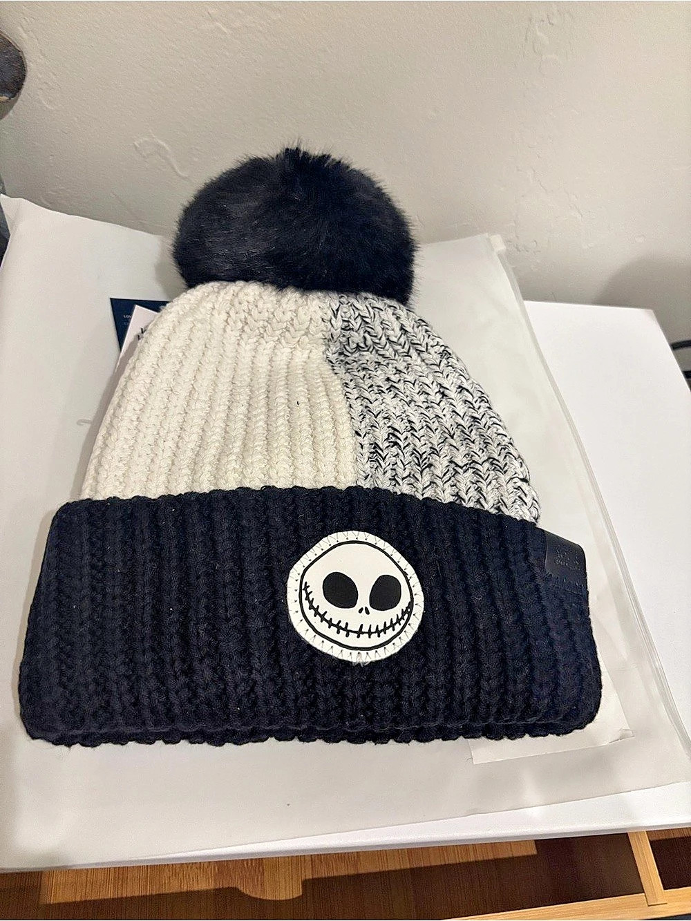 Love Your Melon Disney's Jack Skellington Colorblock Pom Beanie